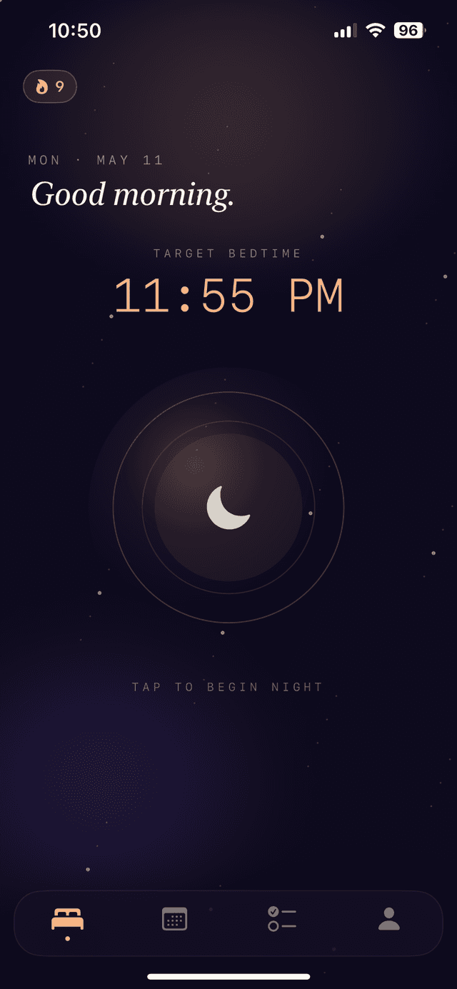 Sleep tracker bedtime screen