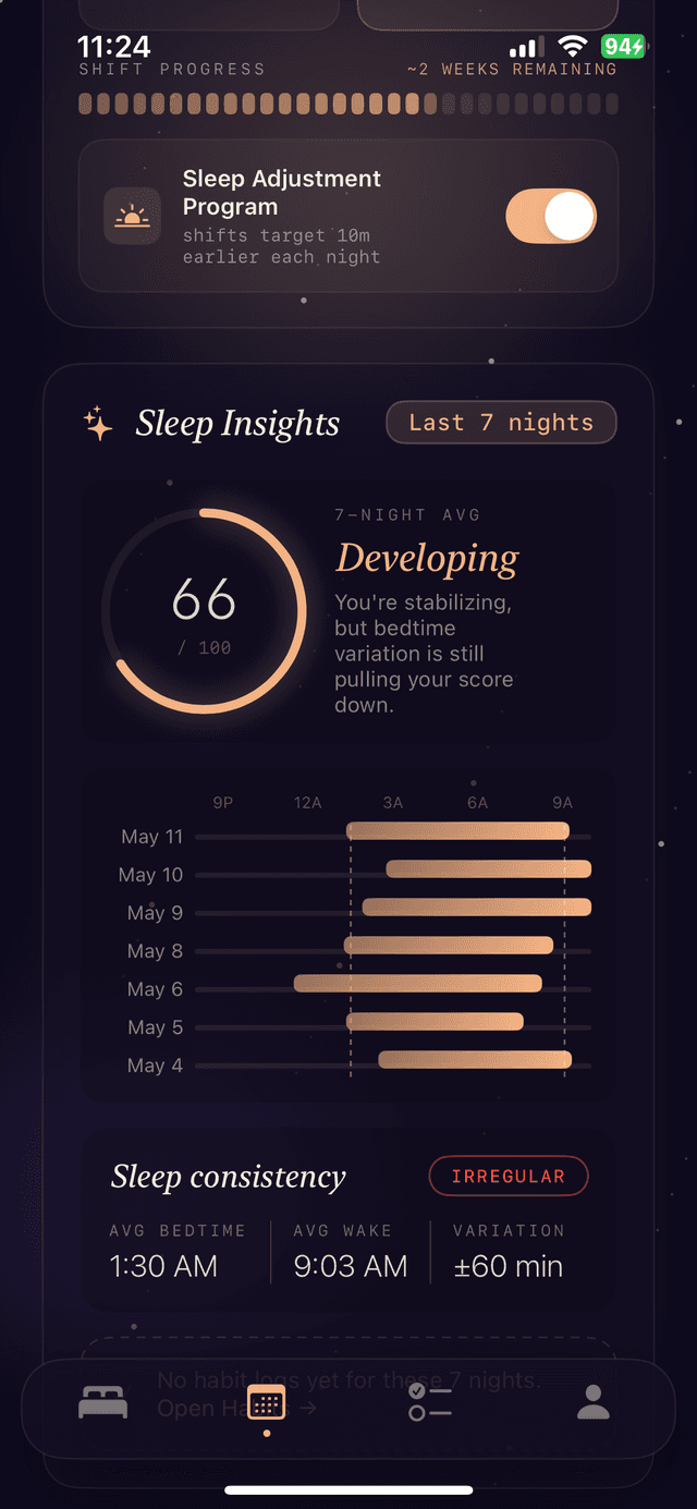 Sleep Insights screen